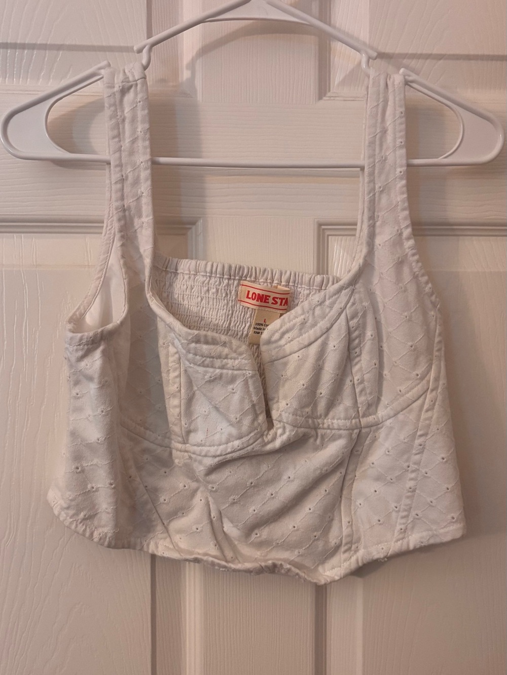 Lone Star White Eyelet Crop Top